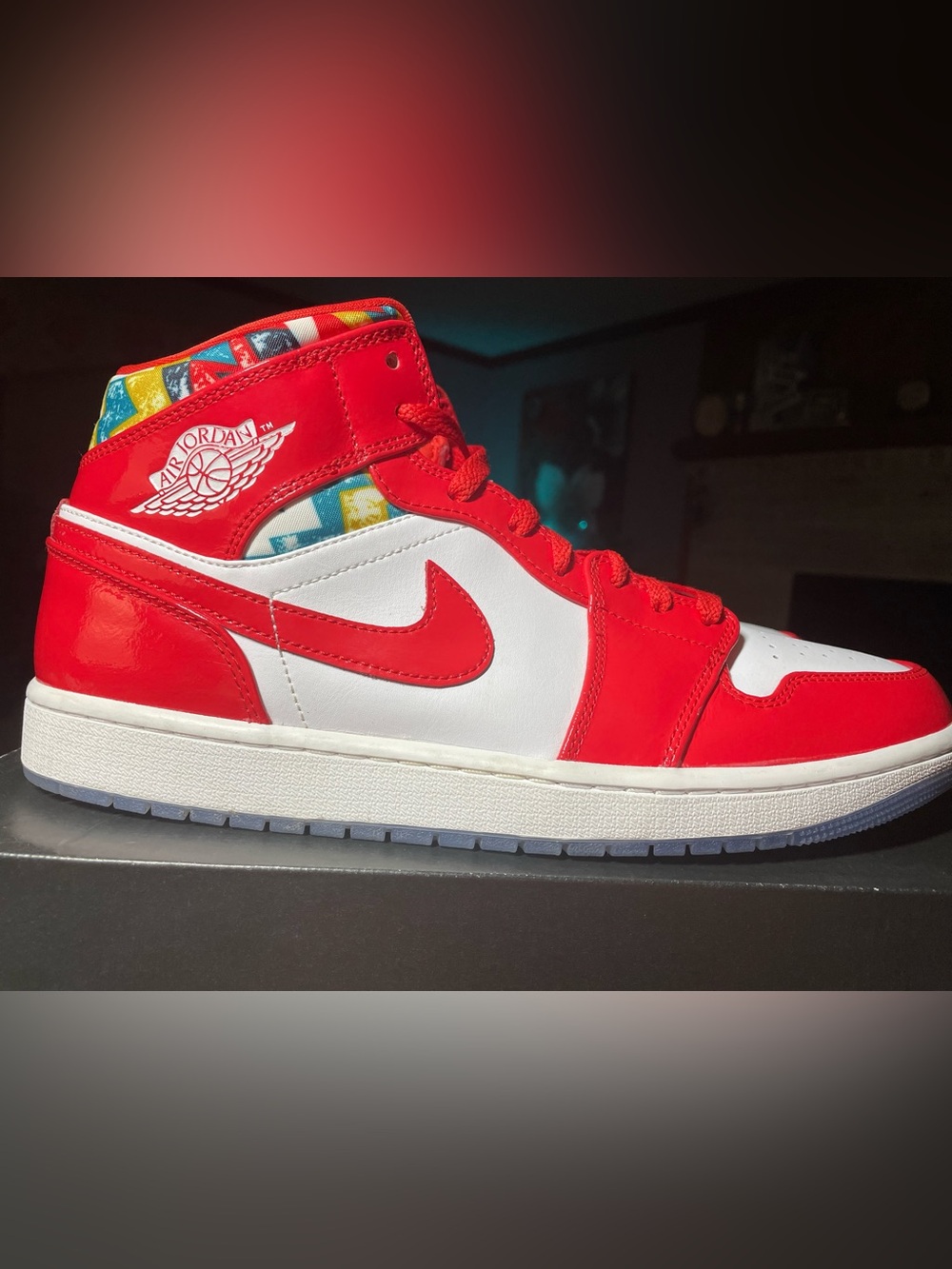 Jordan 1 Mid Barcelona Sweater Red Patent DC7294-600 11.5M